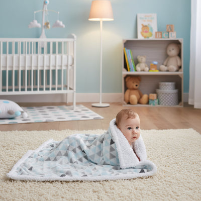 COUVERTURE BEBE OVELLA bebe sur tapis couverture carree