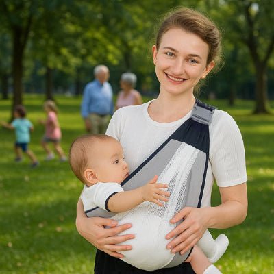 Echarpe de portage Hector maman bébé au parc