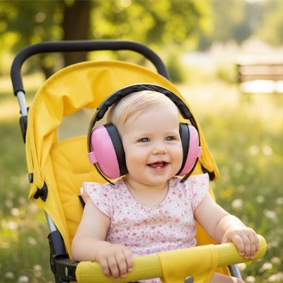 casque anti bruit bebe lilo rose fillette poussette