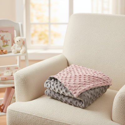 couverture bebe elyss gris sur fauteuil