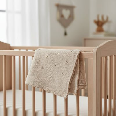 couverture bebe flora modele beige plie