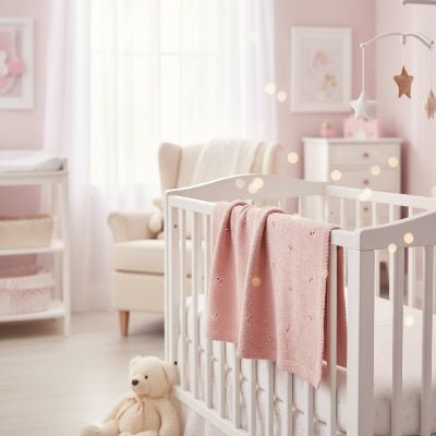 couverture bebe flora rose sur lit