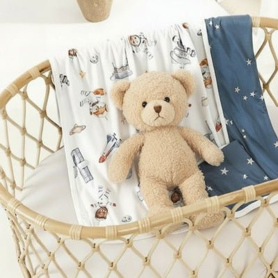 couverture emmaillotage bebe reverso espace ourson