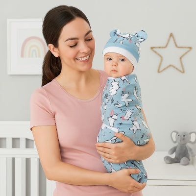 couverture emmaillotage swadi lapin bebe bras maman