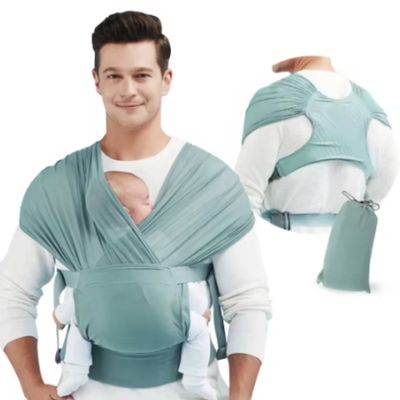echarpe de portage en coton bio frog bleu