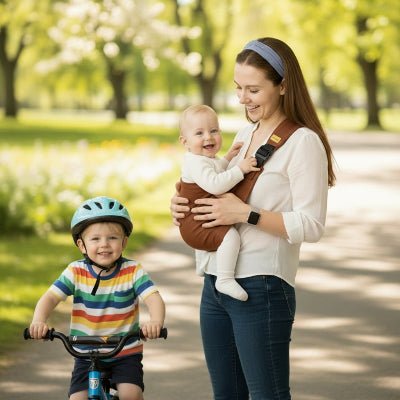 echarpe de portage moss maman bebe garcon velo