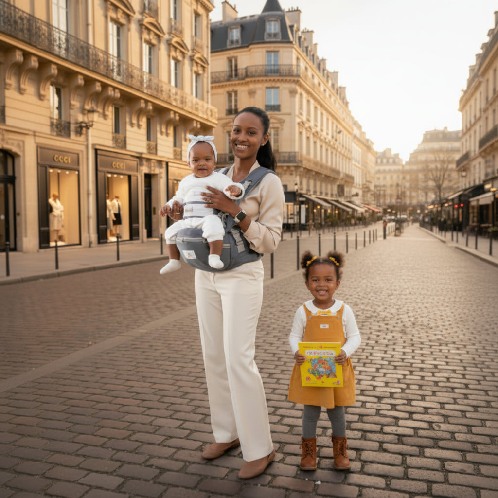 Porte bebe ergonomique Esmee maman bebe fillette ville